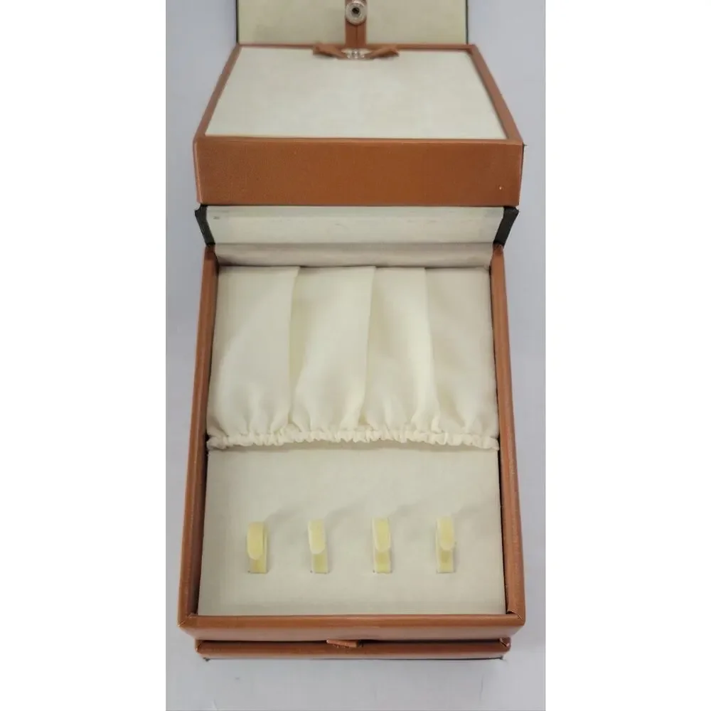 Vintage Travel Jewelry Case Organizer Green & Tan Folding Portable Storage Box